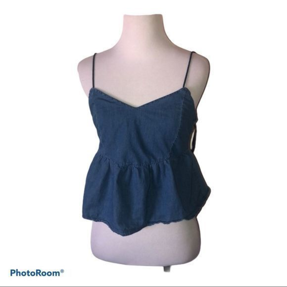 5/$30 🎈Zara trafaluc women’s small chambray crop top